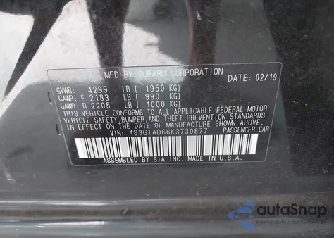 2019 Subaru Impreza 2.0I Premium from USA, damaged, VIN 4S3GTAD66K3730877